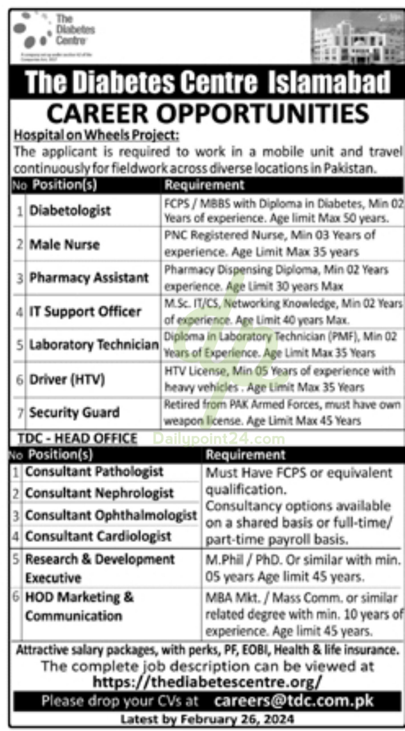 The Diabetes Center TDC Islamabad Jobs 2024 Online Apply
Career Opportunities At The Diabetes Center TDC